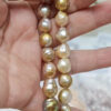10-12mm baroque pearl fire ball white/golden color Wrinkled skin 38cm/string 4A