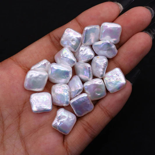 11mm Square pearls beads white could drill for square pearl strand