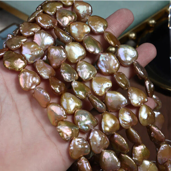 14-15mm heart baroque pearl string white peach 30cm/string 4A