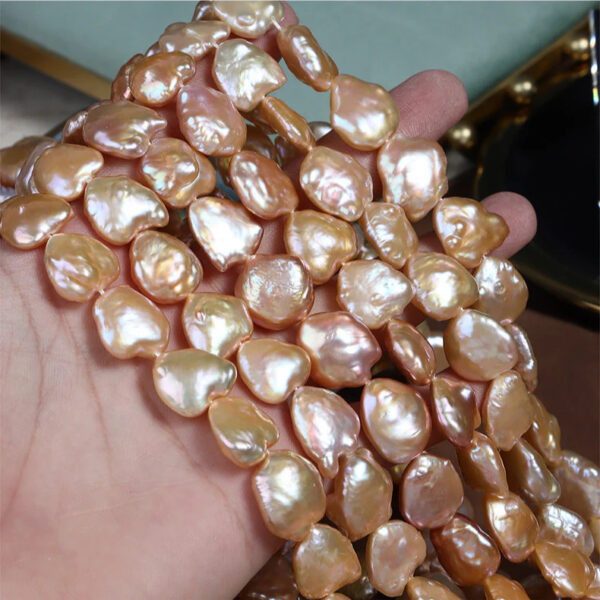 14-15mm heart baroque pearl string white peach 30cm/string 4A