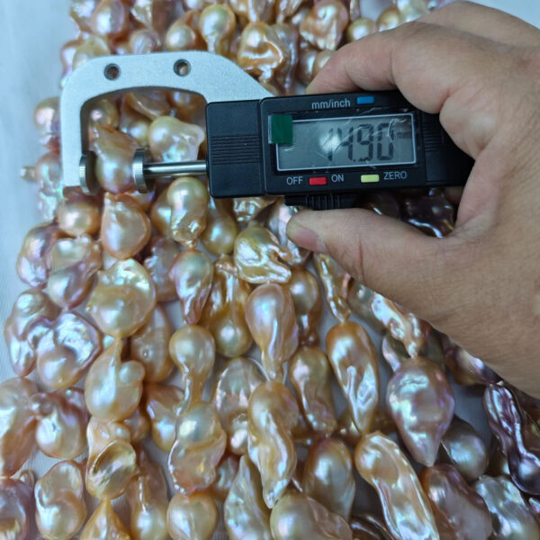 14-16mm medium baroque pearl white/purple/peach 38cm/string 4A