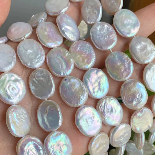 15X20mm flat pearl beads necklace 40cm/string