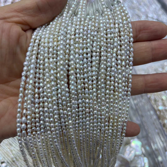 3-4mm freshwater keshi pearls wholesale 3-4mm keshi rice light grey 40cm/string 4A