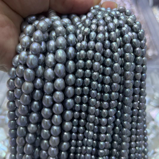 Rice pearl grey 4-5mm/7-8mm 40cm/string 4A