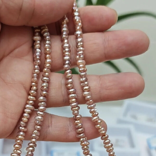 4-5mm button keshi overlay pearl pink/white 38cm/string 4A