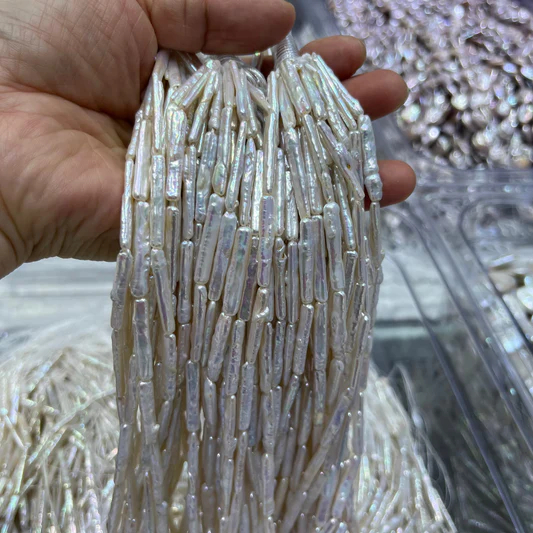 4X22-24mm Bar freshwater pearl white 38cm/string 5A