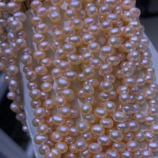 5-6mm Rice pearl drill on top white pink peach purple 38 cm longth 4A