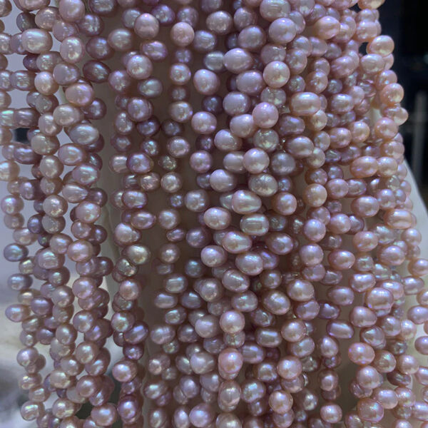 5-6mm Rice pearl drill on top white pink peach purple 38 cm longth 4A