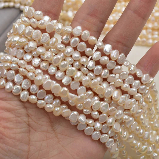 5-6mm baroque negget pearl horizontal drill Off-white 35cm/string 4A