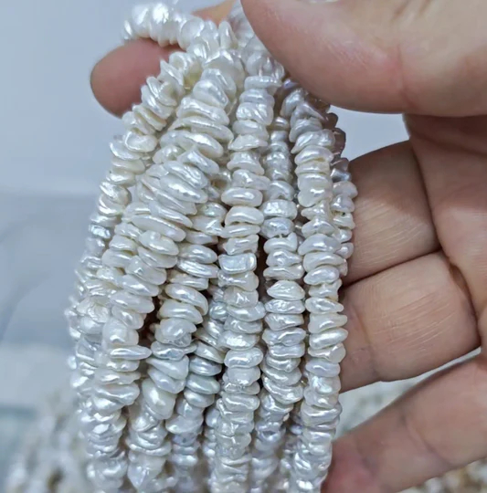 7-8mm keshi pearl overlap silver 38cm/string 5A