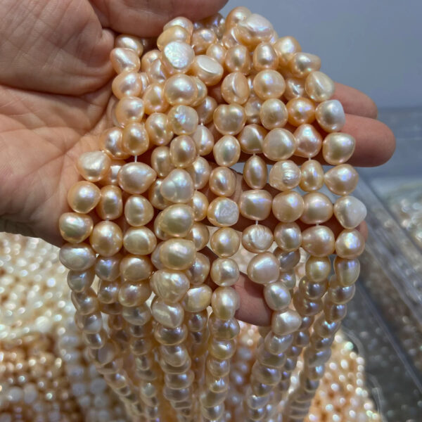 8-9mm Baroque nugget pearl horizontal drill white 40cm/string 4A