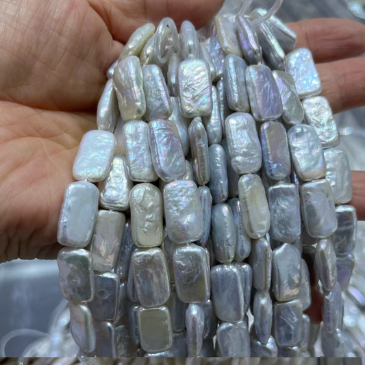 9X16mm rectangle pearl white pink 40cm/string 4A