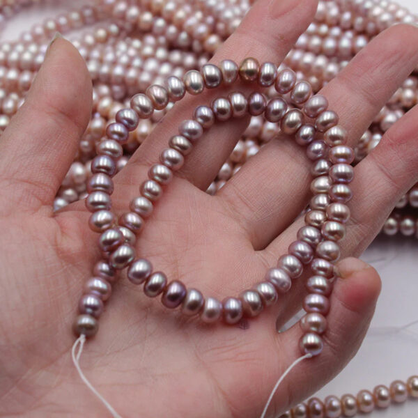 3-9mm Button pearl string white pink peach 38cm string 4A