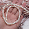 3-9mm Button pearl string white pink peach 38cm string 4A