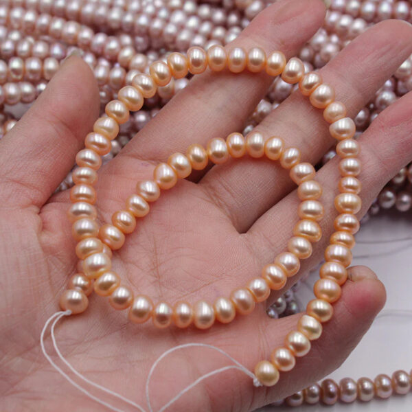 3-9mm Button pearl string white pink peach 38cm string 4A