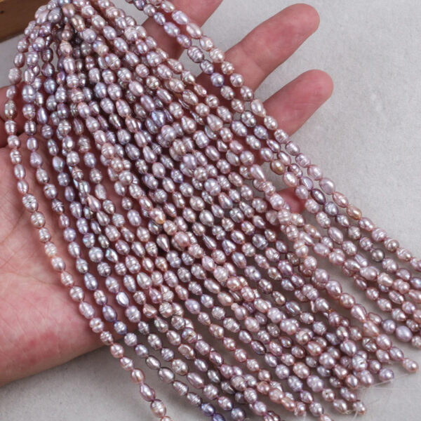 3-4mm rice pearl string white pink peach 38cm/string 3A