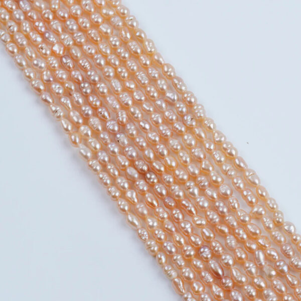 3-4mm rice pearl string white pink peach 38cm/string 3A